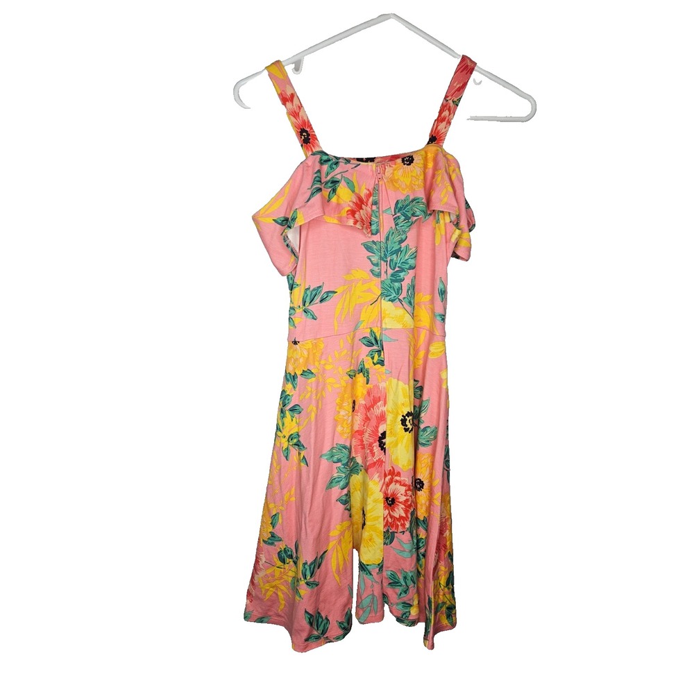 Girls Children's Place Floral Sundress Pink Yellow Off Shoulder L 10/12 - Picture 2 of 9